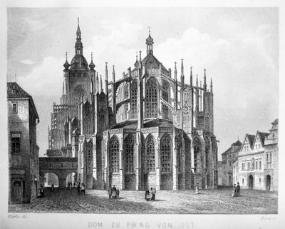 Illustration from the book Der Dom zu Prag from 1858, depicting St. Vitus Cathedral by Karl Wurbs